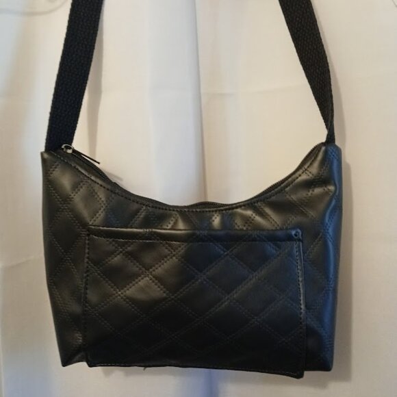 New Canvas Vinyl Top handle Shoulder Bag Purse Ombre Roses Crescent Baguette - Picture 7 of 9